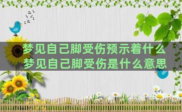 梦见自己脚受伤预示着什么 梦见自己脚受伤是什么意思